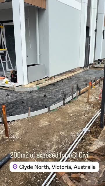 Formwork and mesh ready for exposed aggregate pour